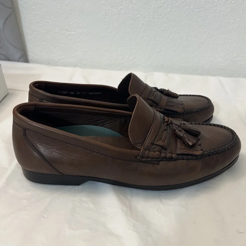 Florsheim Mens 9.5 3E EEE Dk Brown Double Tasseled Leather Loafers 70167 Kiltie